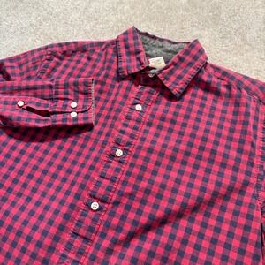 Crew Cuts Shirt Youth Size 14 Red Blue Plaid Long Sleeve Button Up Cotton Casual